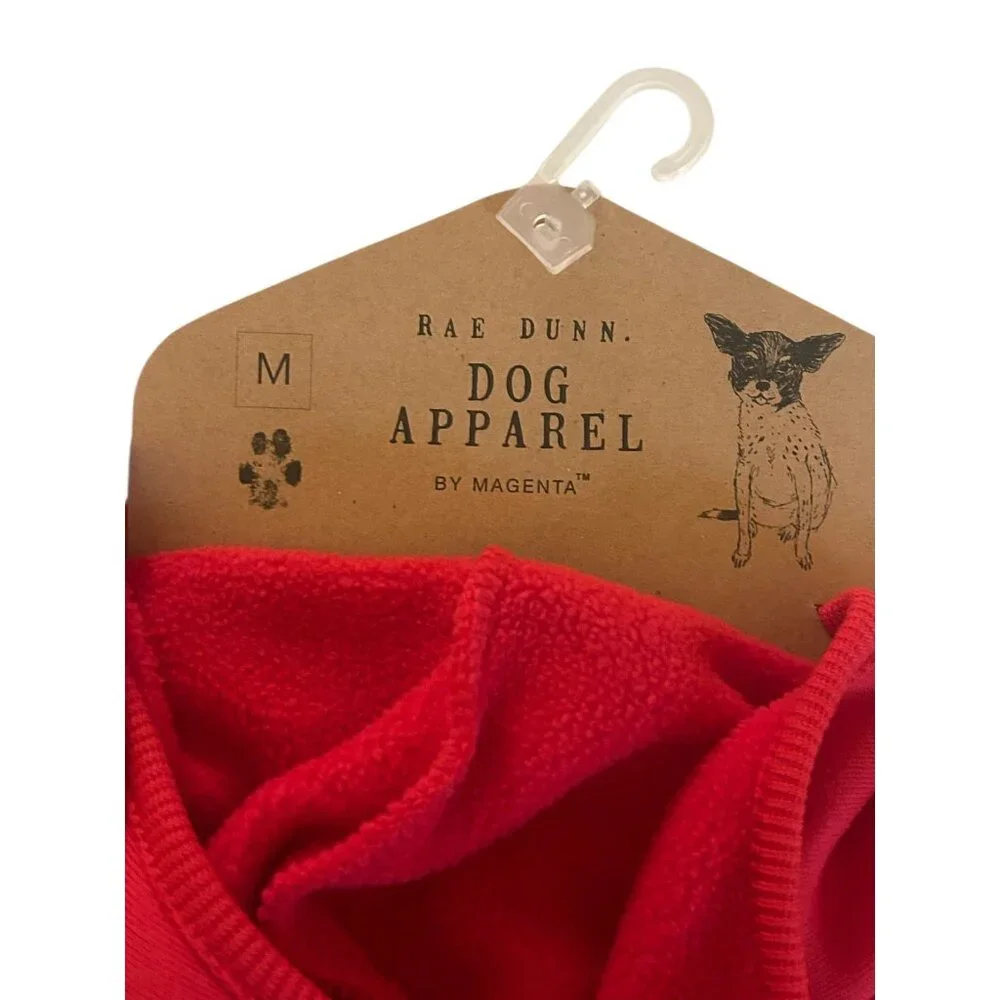 Rae Dunn Pet Dog Hoodie Sweatshirt Clothing Red “Santa’s Paw's SZ. MED New